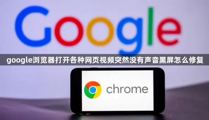 google浏览器打开各种网页视频突然没有声音黑屏怎么修复1