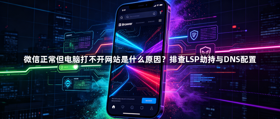 微信正常但电脑打不开网站是什么原因?排查LSP劫持与DNS配置1